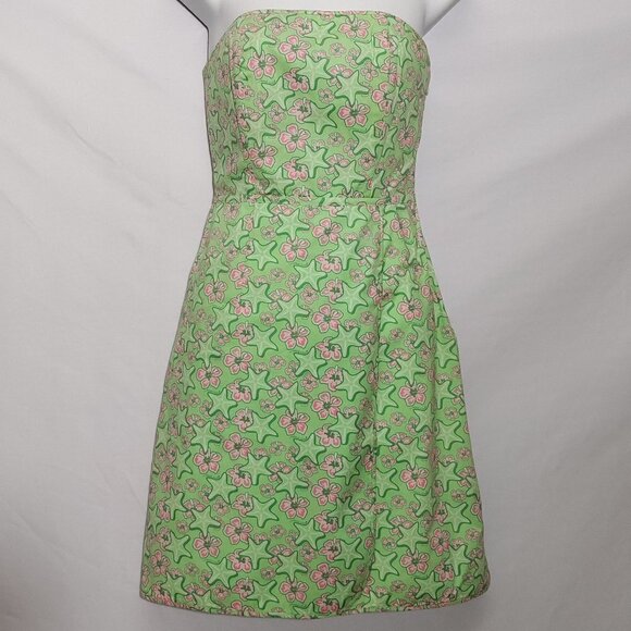 Lilly Pulitzer Strapless Dress 0 Starfish Flowers - Picture 1 of 4